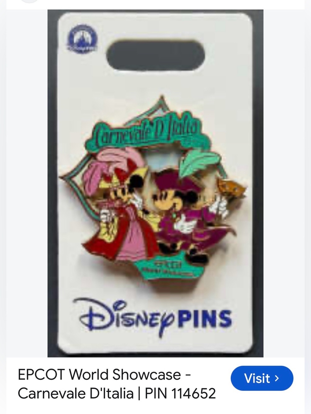 #3434**Carneval D’Italia Epcot Disney Showcase Collection’s